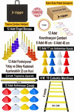 Liggo Profesyonel Olimpik Fonksiyonel Antrenman Seti Huni Çanak Çember Merdiven Eğitim Seti