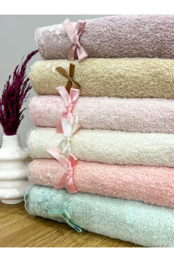 AYHANHOME 6'lı Güpürlü Fiyonklu Renkli Pamuklu 30x50 Mutfak Havlusu