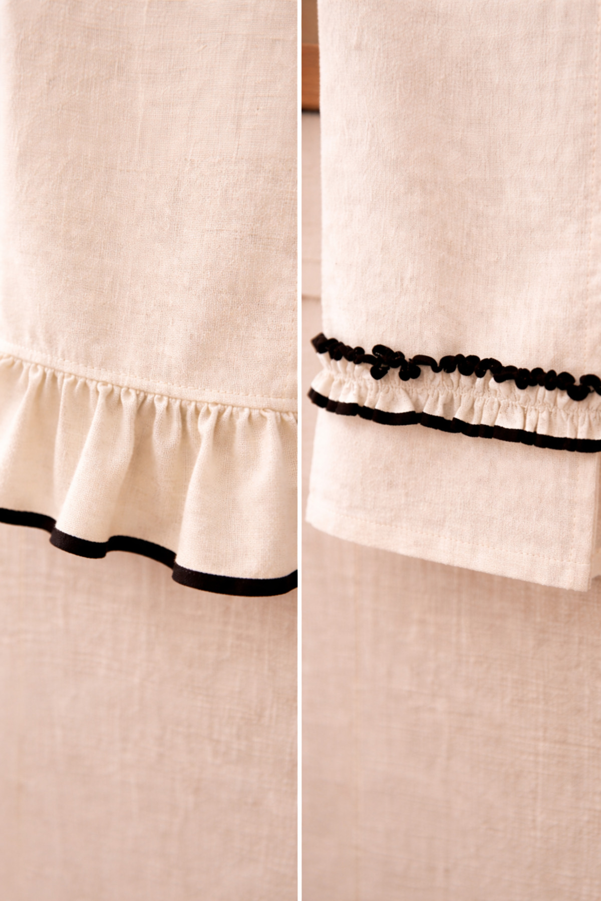 Mirilliahome Bej Keten Fırfırlı 2’li Set 35x55 cm Doğal Kurulama Bezi - Görsel 2