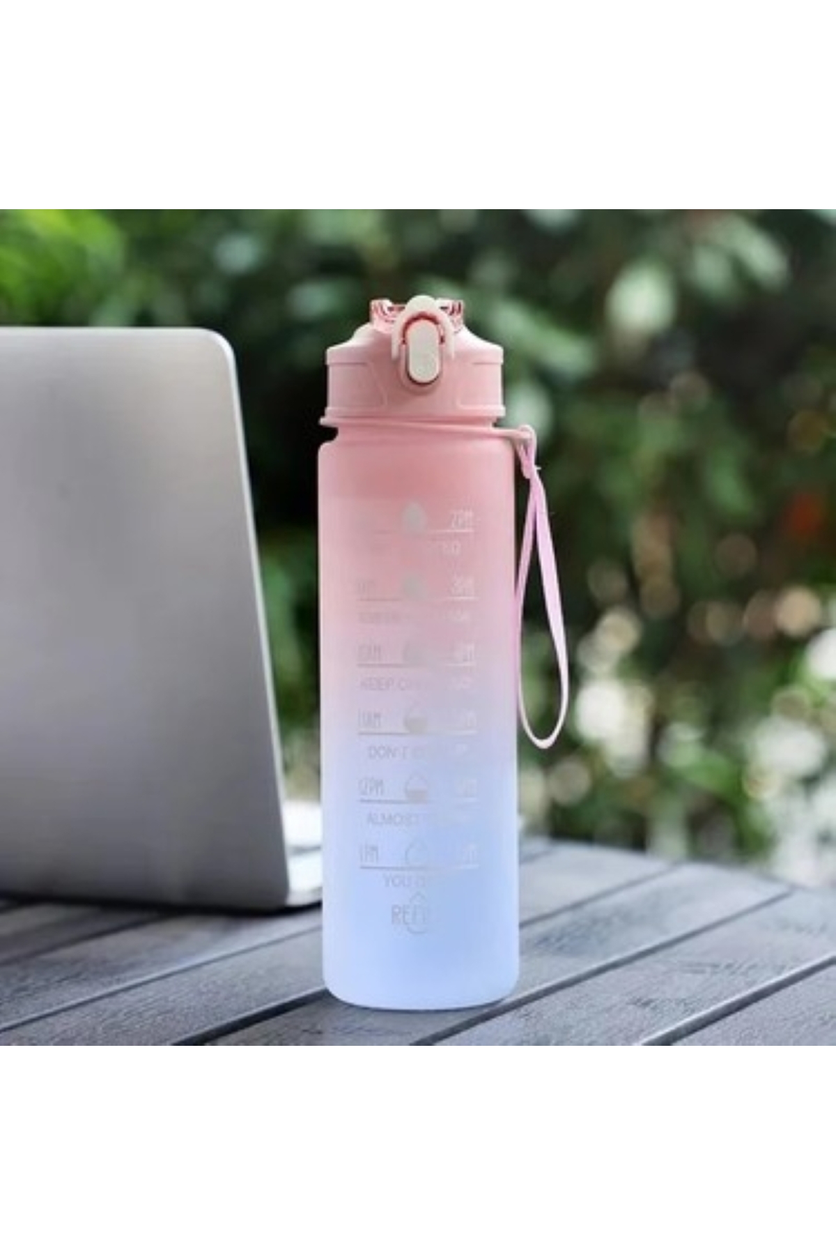 UMYHOME Motivasyonel Su Matarası Suluk 900 ml Pipetli Su Matarası ( Pembe )