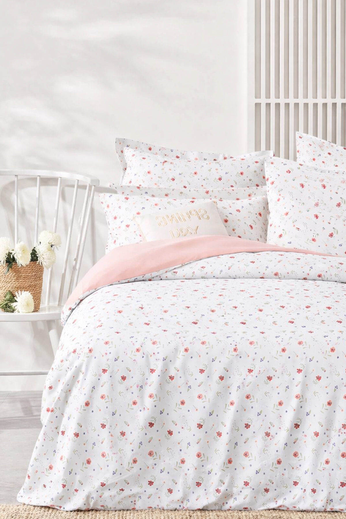 İQON Lastikli Çarşaflı Nevresim Takımı Çift Kişilik MİNİMAL BEYAZ - Görsel 2