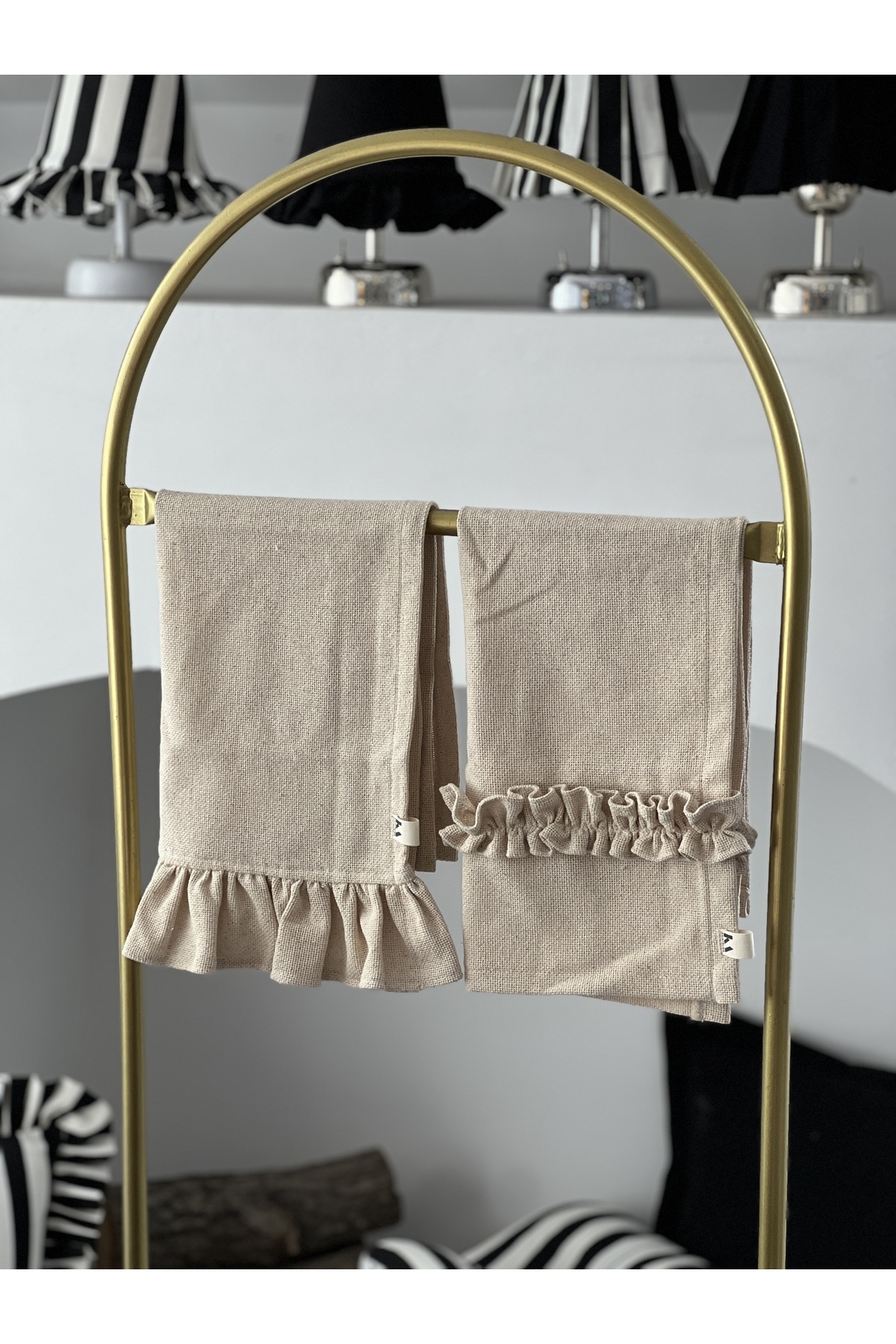 KaiAtelier 2Li Natural Keten Fırfırlı Kurulama Bezleri