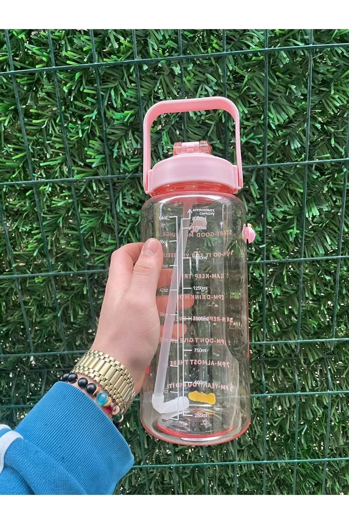 Seram Collection Şeffaf Motivasyon Matara 2000 ml Suluk Su Şişesi - Bpa Içermez - Görsel 3