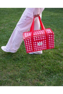 ALAS Termo Lüks Piknik Çantası Kırmızı Ekoseli 35 x 20 x 20 cm