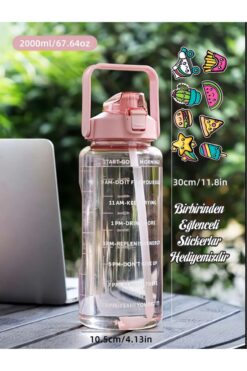 NumuneMarket Suhvee 2 Lt Pipetli Motivasyonel Su Matarası Suluk Spor Salonu Su Şişesi GYM Su Matarası