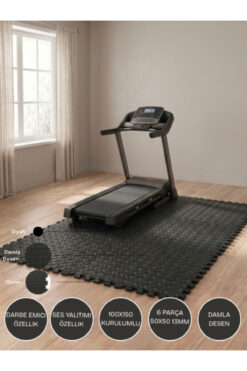 CARPAZAR Zemin Matı 6 Parça 100x150 Kurlumlu Spor Fitness Kosu bandı Matı Ses Yalıtımlı
