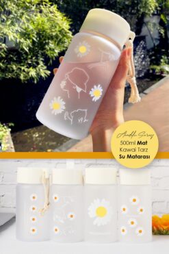 Anadolu Saray Çarşısı 500ml Kapaklı Mat Kawai Model Su Içecek Şişesi | Matara Suluk Sporcu Içecek Şişesi