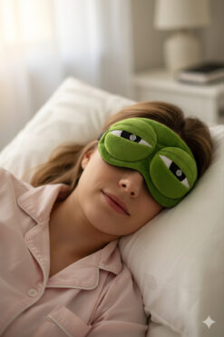 KANİNCHEN Unisex Kurbağa Figürlü Uyku Bandı Yumuşak Rahat Uyku Bandı