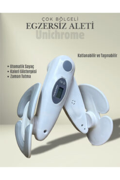 Unichrome İç Bacak Egzersiz Aleti Kegel Pelvik Kas Cihazı Kalça Kol Sıkılaştırıcı Sayaçlı Kalori Ölçer Beyaz