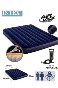 Intex Çift Kişilik Şişme Yatak Ev ve Kamp Yatağı Outdor Camping DURA-BEAM (POMPA HEDİYELİ) 191x137x25 cm