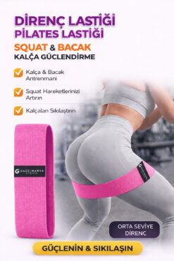 GAZELMANYA Pilates Lastiği Squad Bandı Orta Sert Squat Bant Fitness Kalça Egzersizi Direnç Bandı Loop Band