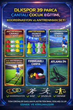 DLKSPORT ÇANTALI 39 PARÇA ÇOCUK EĞİTİMİ , KOORDİNASYON VE ANTRENMAN SETİ ATLAMA İPİ HEDİYELİ