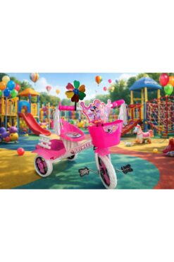 Fiesta Pembe 3 Tekerli YUMUŞAK MİNDERLİ PERVANELİ PÜSKÜLLÜ Çocuk Bisikleti 2026 Yeni Sezon