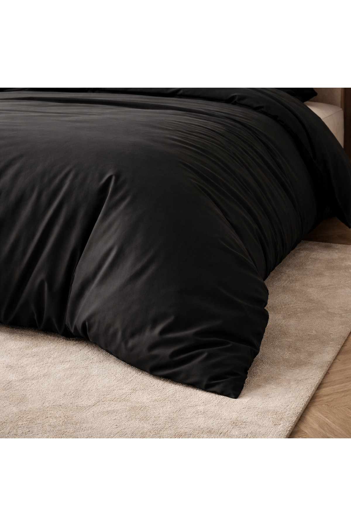LUNGA VİTA Ranforce Pamuklu Lüks Nevresim Takımı Siyah Düz Renk 57 Tel %100 Pamuk - Görsel 2