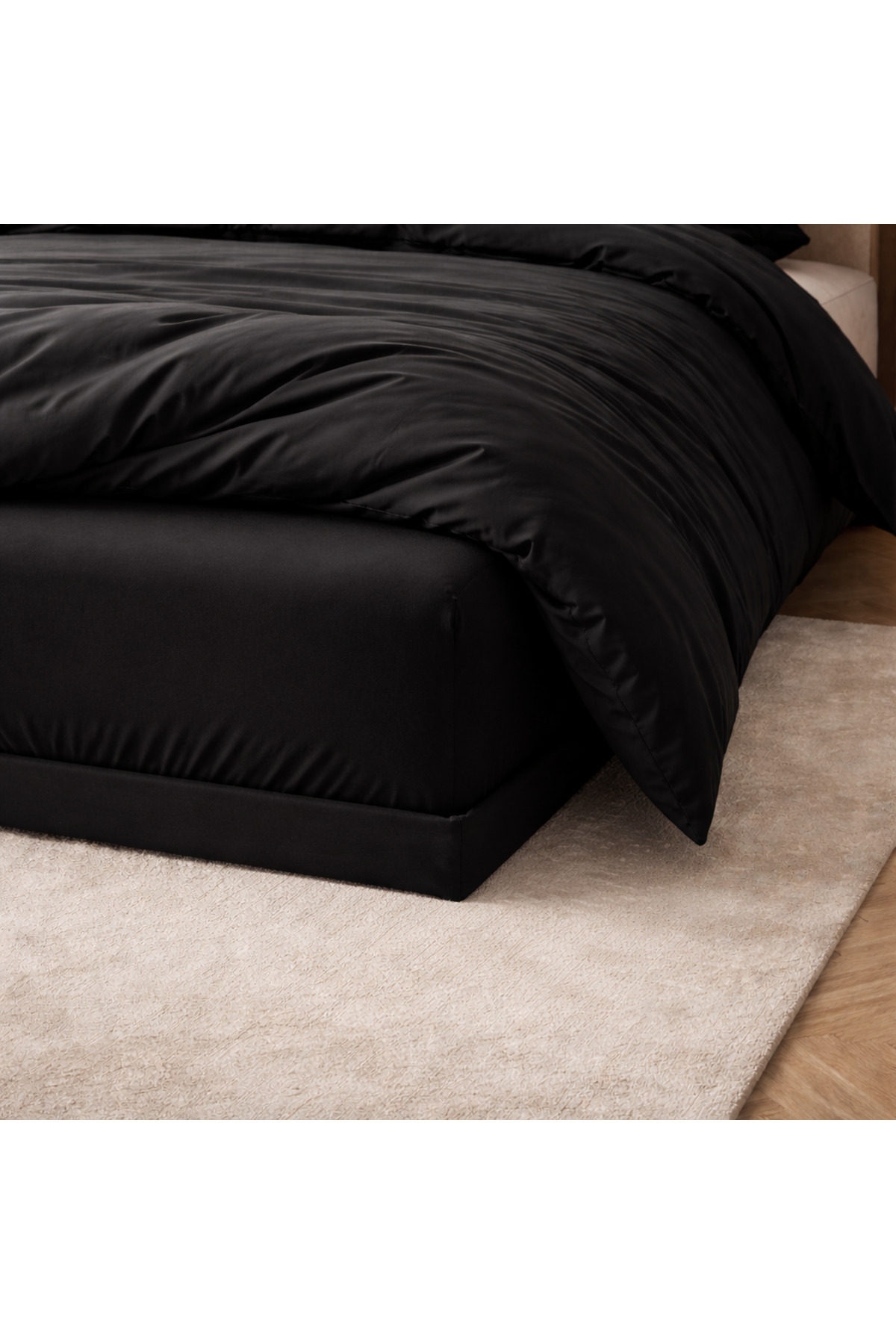 LUNGA VİTA Ranforce Pamuklu Lüks Nevresim Takımı Siyah Düz Renk 57 Tel %100 Pamuk - Görsel 3