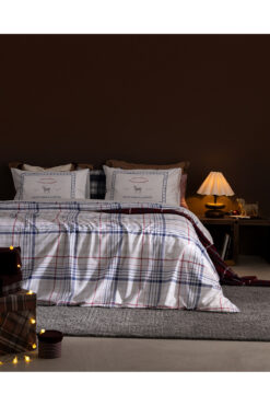 Madame Coco Philippe Çift Kişilik %100 Pamuk Ranforce Baskılı Çarşaflı Nevresim Takımı - Mavi