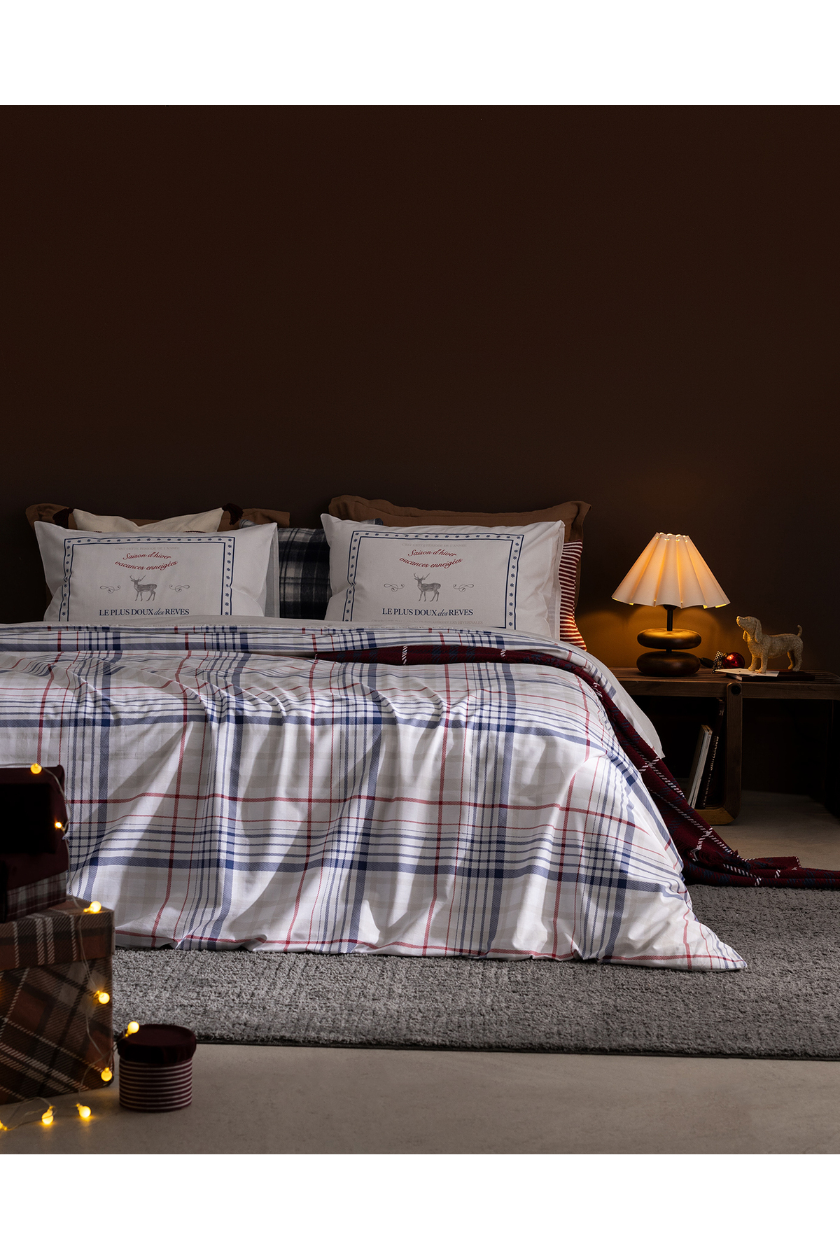 Madame Coco Philippe Çift Kişilik %100 Pamuk Ranforce Baskılı Çarşaflı Nevresim Takımı - Mavi