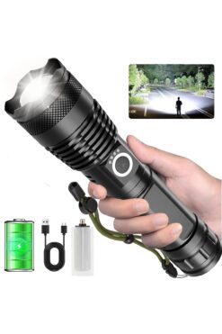 FAVBOX Şarj Edilebilir Yüksek Güçlü Taktiksel Süper Parlak El Feneri Acil Durum ve Kamp Hasuba Hs-236