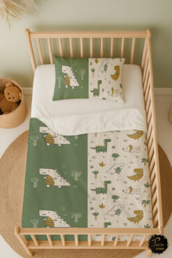 Talia Home Sevimli Dinozor Ve Hayvanlar Desenli Bebek Beşik Nevresim Takımı Çarşaflı Tlabn-311