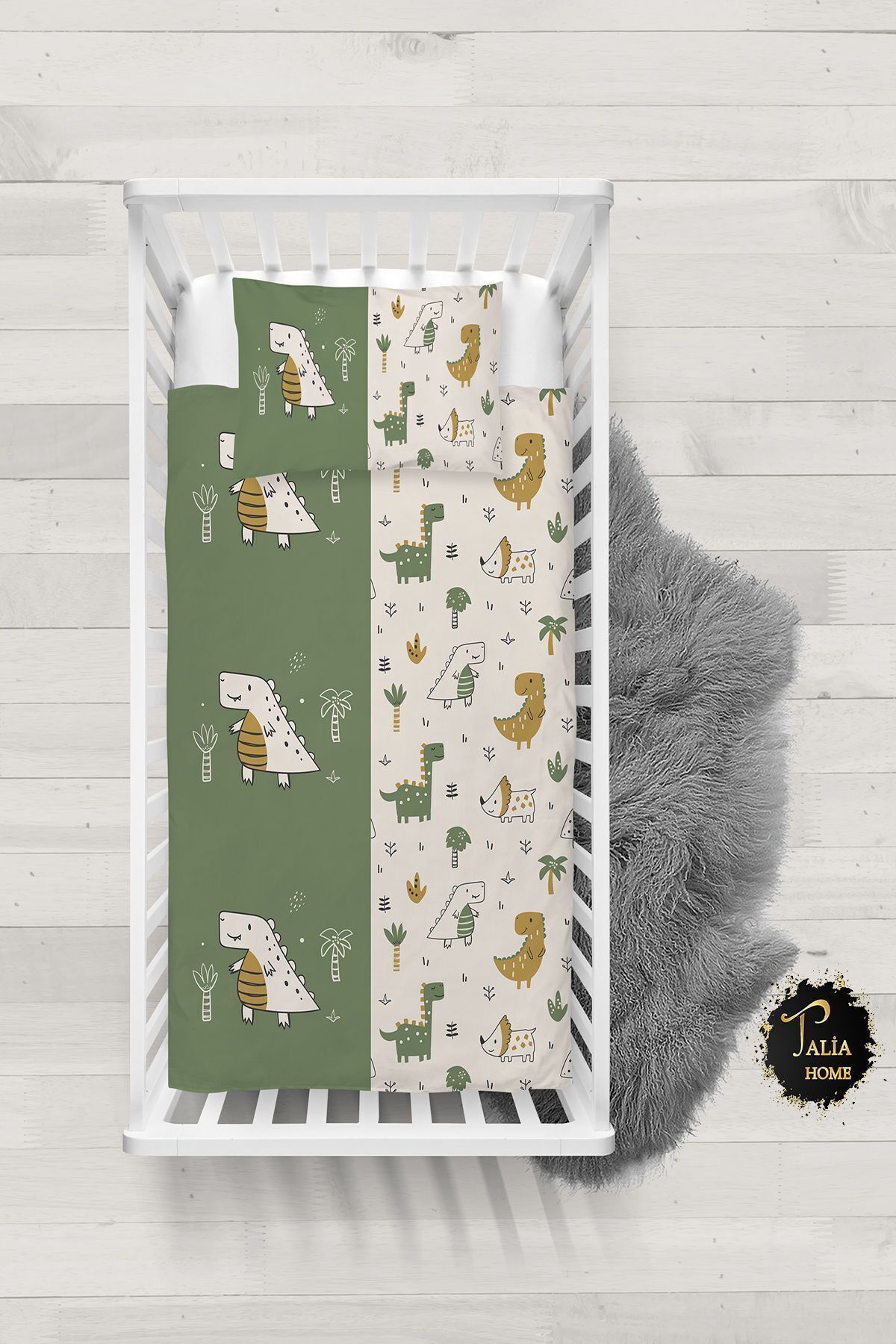 Talia Home Sevimli Dinozor Ve Hayvanlar Desenli Bebek Beşik Nevresim Takımı Çarşaflı Tlabn-311 - Görsel 3