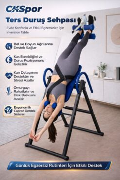 CKSpor Ters Duruş Sehpası İnversion Table 150 Kg Evde Spor Bel Sırt Esnetme Aleti
