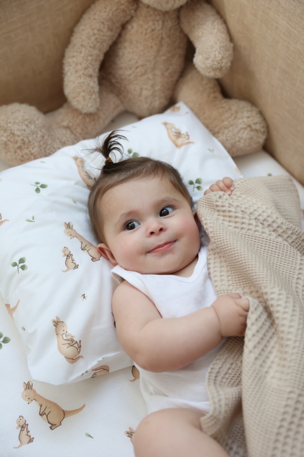 Genel Markalar Bebek Pamuklu Pike Takımı Kanguru Desenli 3'lü Set 90x140cm