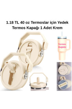 Kelira Quencher 1.18 uyumlu 40 oz Saplı Termos Kapağı Sızdırmaz Termos Kapağı Krem