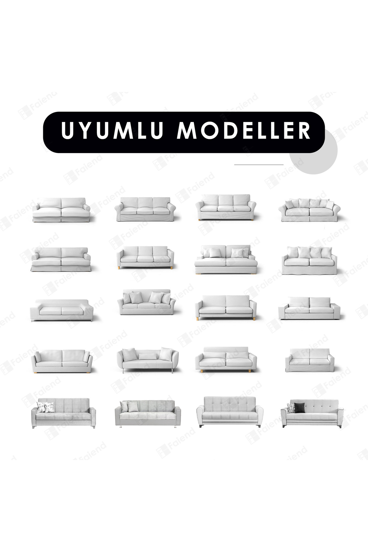 Faiend Düz Jakarlı 3 Kişilik Kanepe Örtüsü Lastikli Koltuk Örtüsü Çekyat Örtüsü Koltuk Kılıfı - Görsel 3