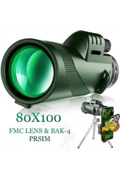 SHIPMENT 80X100 HD Zoom Monoküler Teleskop Dürbün Taşınabilir Telefon Tutucu Avcılık Kamp Spor