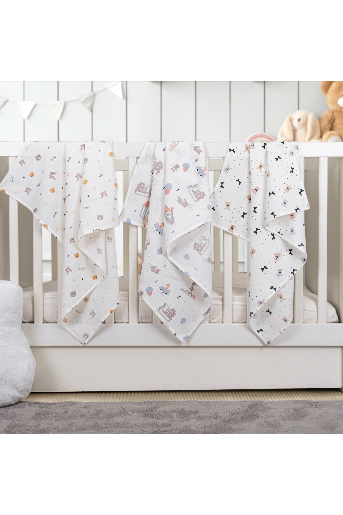 EIFIN Çok Amaçlı Müslin Örtü & Battaniye 3'lü Set %100 Pamuk Oeko-tex Sertifikalı Kutulu - Görsel 3