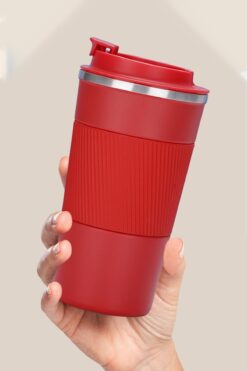 Reoona Paslanmaz 304 Çelik Termos 500 ml Kaydırmaz Bardak Mug Kupa Kırmızı