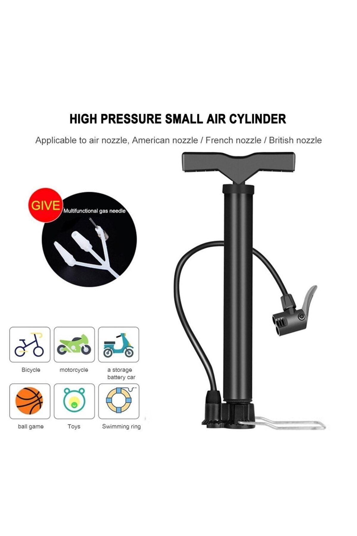 Streak Bisiklet Hava Şişirme Top Araba Pompası El Pompa - Görsel 3