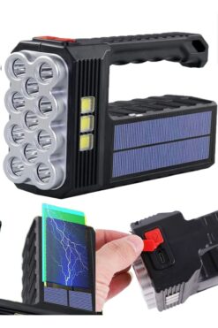 VOLEMİ V-11 Acil Durum Güneş Enerjili Usb Girişli Ledli Kamp El Feneri 4 Modlu Fener