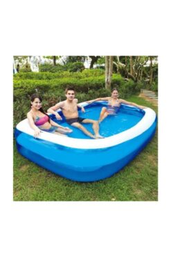 BESTWAY Pompa Hediyeli- Mega Boy Dikdörtgen Şişme Aile Havuzu (262x175x51cm)-54006
