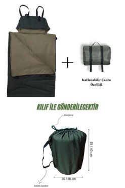 Med Online Haki Uyku Tulumu(-25 derece) Su Geçirmez(215×75 CM) 220 gr Elyaf/180 gr Polar Kamp&deprem