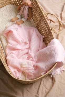 Bondberro Müslin Örtü & Battaniye 4 Katlı Saçaklı %100 Pamuk Organik Oeko-teks Sertifikalı 120 X 100 Cm