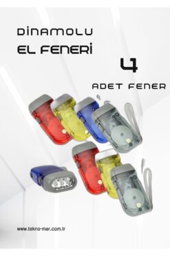 Genel Markalar 4 Adet Tüm Aileye Deprem Için Pilsiz Dinamolu 3 Ledli El Feneri Deprem Feneri Pilsiz Fener Karışık