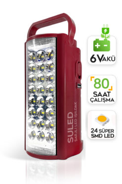SULED Kamp Lambası Usb Şarj 6v Akülü 80 Saat - 3 gün Aydınlatma 24 Smd Led Işıldak Lamba 220v Şarj