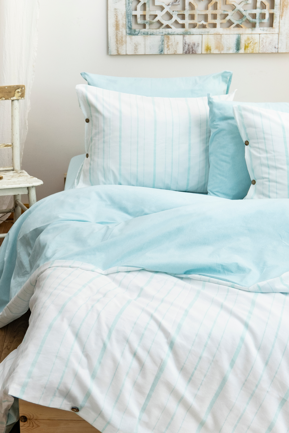 BESTİNA GOLD Harmony Hues İpliği Boyalı Doğal Çift Kişilik Nevresim Takımı (Çarşafı Lastikli) - Görsel 2