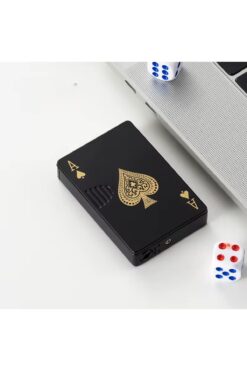 Techmarketi Poker Tasarim Jet Alev Oyun Karti Rüzgar Geçirmez Çakmak Siyah As
