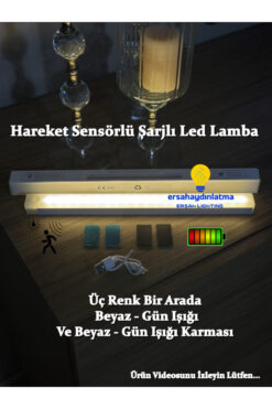 Ithink Hareket Sensörlü Şarjlı Led Lamba 3 Renk 30 Cm