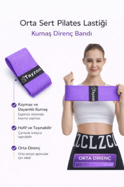 Tayzon Dayanıklı Loop Band Orta Sert Direnç Lastiği Pilates Lastiği Yoga Band Fitness Lastiği Squat Lastiği
