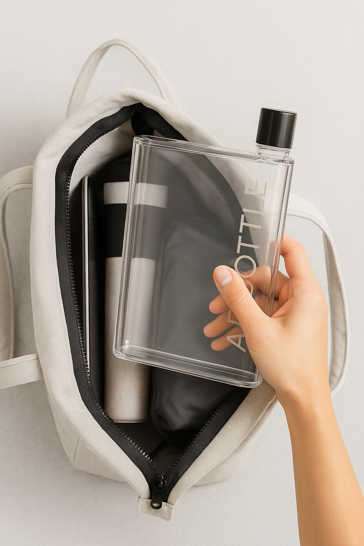 Pazar Kapısı A5 Şeffaf Düz Matara Suluk İnce Su Şişesi - Görsel 3