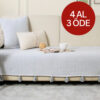 Lux Touch Lavi Ponponlu Gri Koltuk Örtüsü 115 x 200 cm Kanepe Divan Çekyat Berjer Örtüsü Şalı Püsküllü