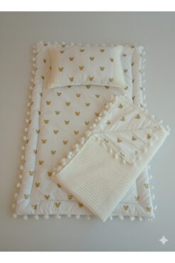 Wenaris Battaniyeli Bebek Alt Açma Seti, Minderi , Bebek Yastığı, Yenidoğan, Beşik , Bebek Ürünleri