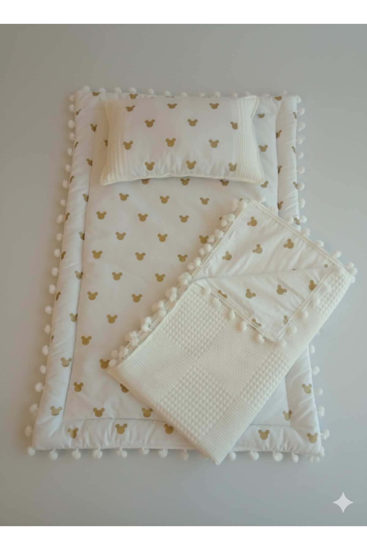 Wenaris Battaniyeli Bebek Alt Açma Seti, Minderi , Bebek Yastığı, Yenidoğan, Beşik , Bebek Ürünleri - Görsel 2