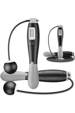 valkyrie Çift Led Dijital Sayaçlı 4 Modlu Akıllı Çelik İp Atlama Fitness Kondsiyon Gri