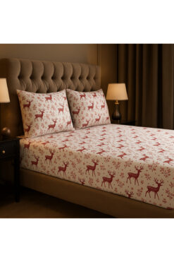 uykulife home collection Uykulife noel desen tek kişilik lastikli çarşaf seti