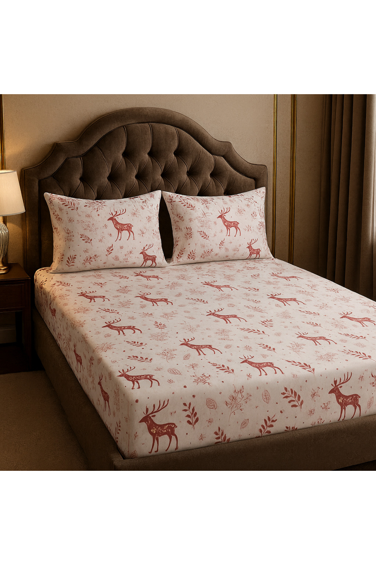 uykulife home collection Uykulife noel desen tek kişilik lastikli çarşaf seti - Görsel 2