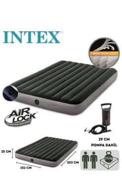 Intex Çift Kişilik Şişme Yatak Ev ve Kamp Yatağı Outdor Camping PRESTIGE Pompa Dahil 203x152x25 cm